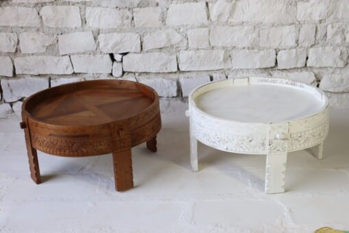 BROWN WOODEN GRINDER TABLE 80x80x30cm - Image 3