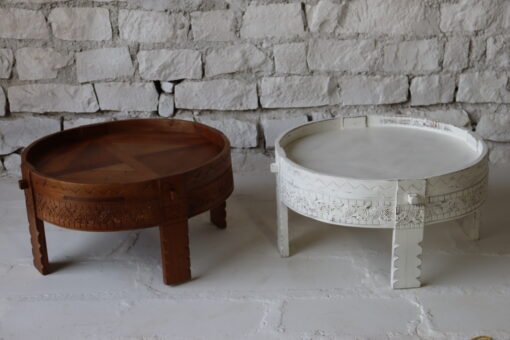 BROWN WOODEN GRINDER TABLE 80x80x30cm - Image 4