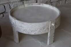 WHITE WOODEN GRINDER TABLE 80x80x30cm