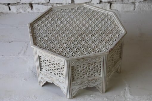 WOODEN COFFEE TABLE  ON GLASS TOP 90x90x50cm - Image 2
