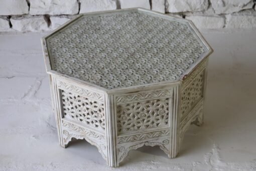 WOODEN COFFEE TABLE  ON GLASS TOP 90x90x50cm - Image 4