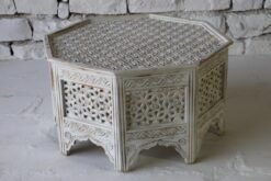 WOODEN COFFEE TABLE  ON GLASS TOP 90x90x50cm