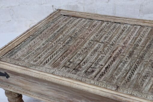 WOODEN COFFEE TABLE WITH GLASS TOP 78x110x47cm - Image 5