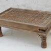 WOODEN COFFEE TABLE WITH GLASS TOP 78x110x47cm
