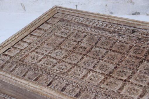 WOODEN COFFEE TABLE WITH GLASS TOP 78x110x47cm - Image 4