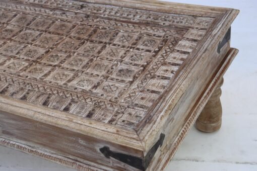 WOODEN COFFEE TABLE WITH GLASS TOP 78x110x47cm - Image 3